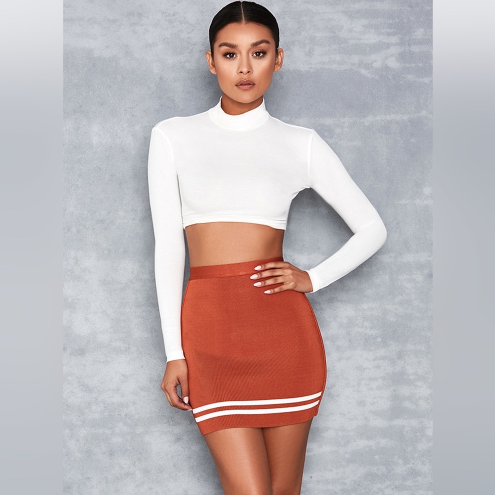 Mistress Rocks bandage orange mini skirt